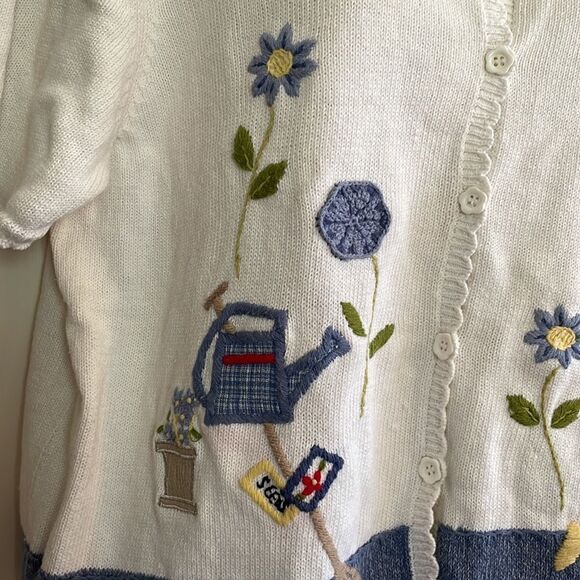 Alfred Dunner garden theme short sleeved cardigan - Picture 5 of 10